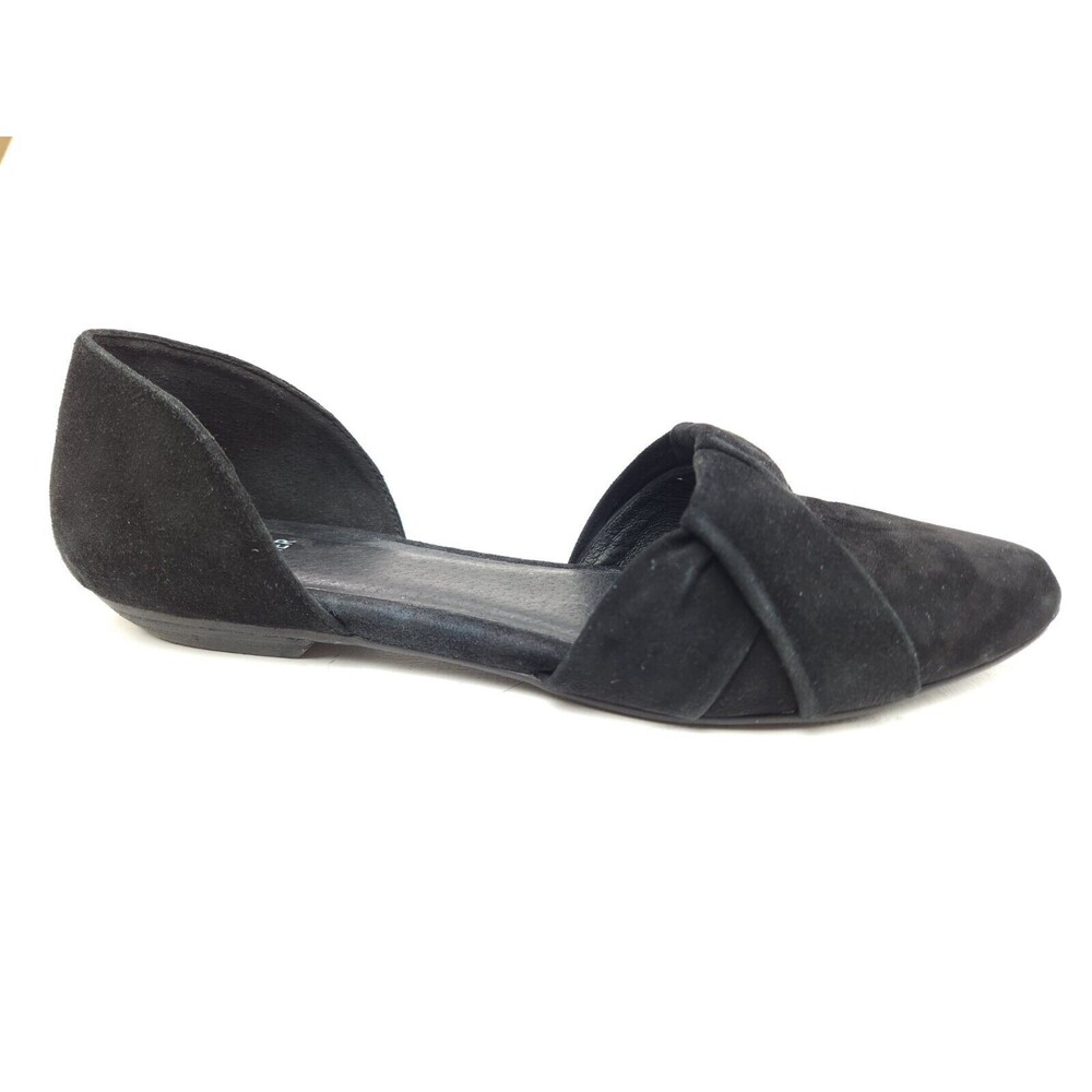 Eileen Fisher Black Hilly Suede d'Orsay Shoes Low Heel Sz 8.5 Wedge Modern